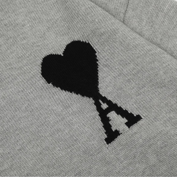 Ami Gray Turtleneck Sweater with Black Heart Logo - Picture 3 of 7